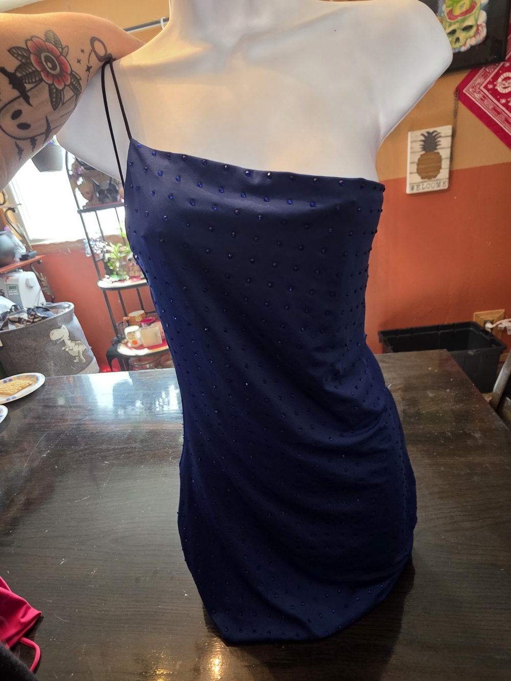 Fashion Nova Navy Rhinestone Mini Dress